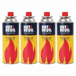 HOT DEVIL 220g Premium Butane Gas Cartridge - 4 Pack HD200C