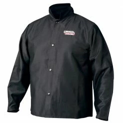 LINCOLN Black Cotton Fire Retardant Welding Jacket - Size L K2985-L