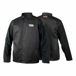 LINCOLN Black Leather Sleeved Welding Jacket - Size XL K3106-XL