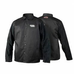 LINCOLN Black Leather Sleeved Welding Jacket - Size L K3106-L