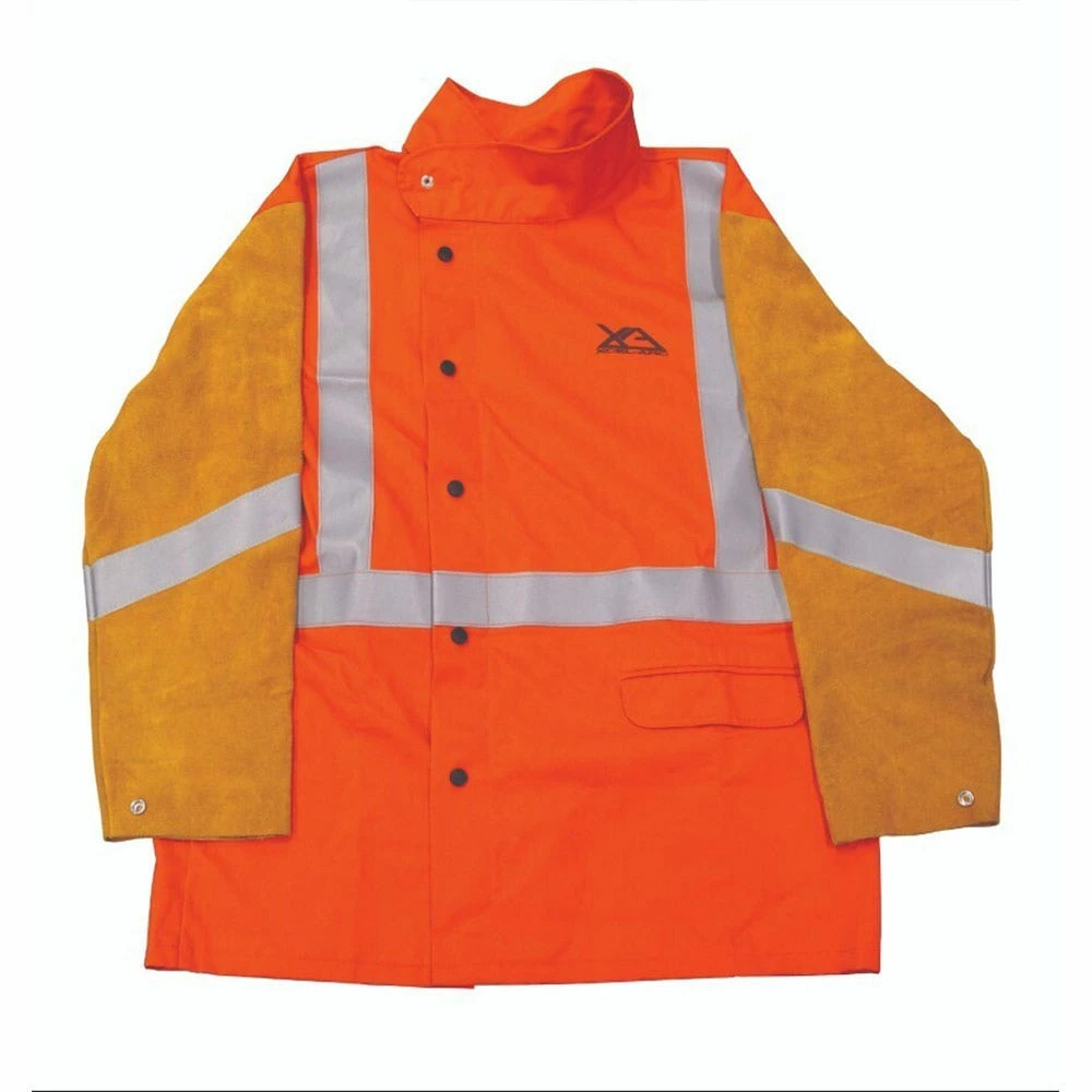 UNIMIG Hi-Vis Flame Retardant Welding Jacket With Leather Sleeves XL UMWJ2730XL 1 UNIMIG Hi-Vis Flame Retardant Welding Jacket With Leather Sleeves XL UMWJ2730XL